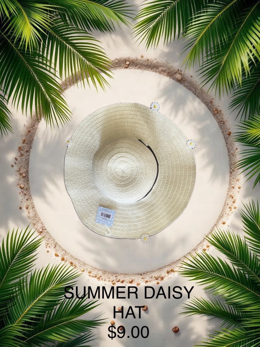 NWT Daisy Straw Sun Hat Wide Brim Floppy Beach Hat